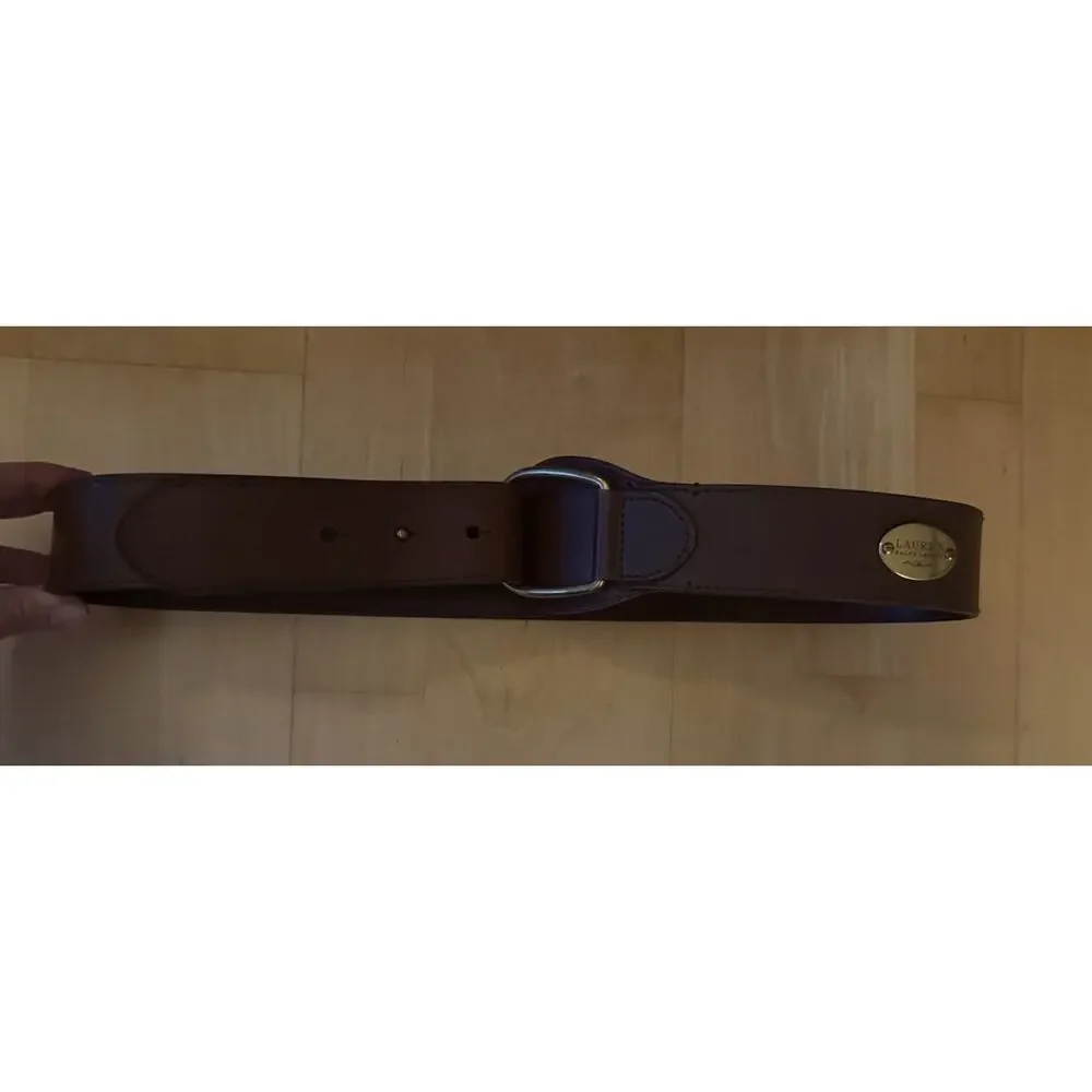 Lauren Ralph Lauren D Ring Wide Brass Buckle Brown Leather Belt Equestrian M